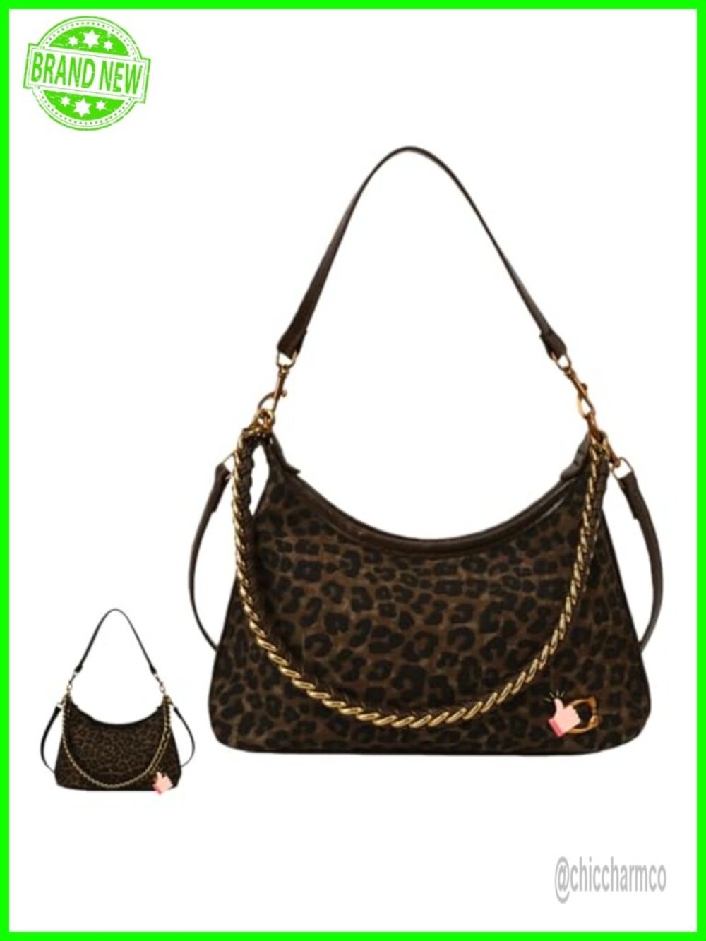 Leopard Print Crossbody Bag Trendy Travel Satchel Tote